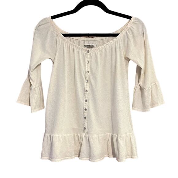 Abercrombie & Fitch Women's Off the Shoulder Blouse Bell Sleeve White Size XS - Picture 2 of 10